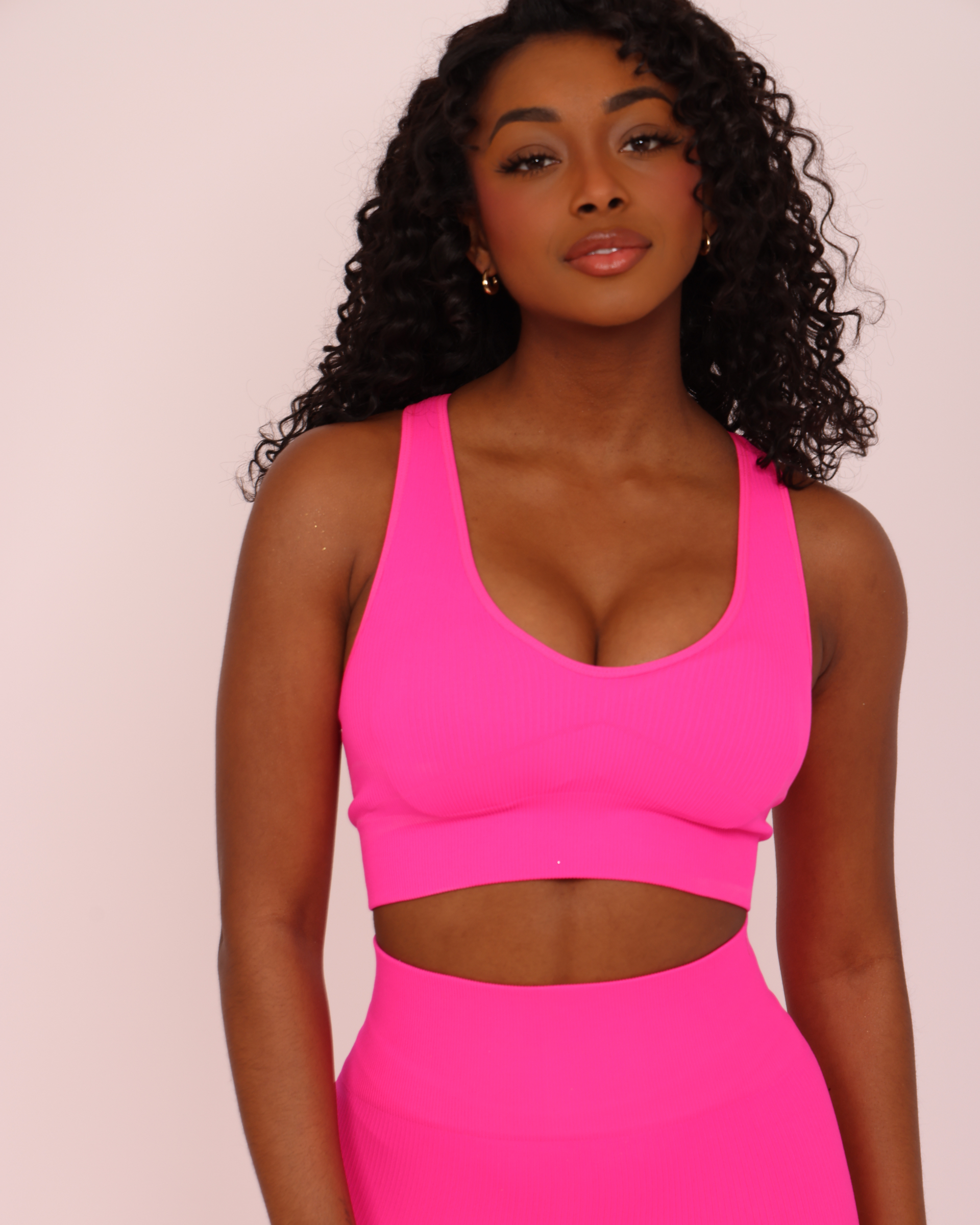 Hot Pink Bra and High-Waisted Leggings