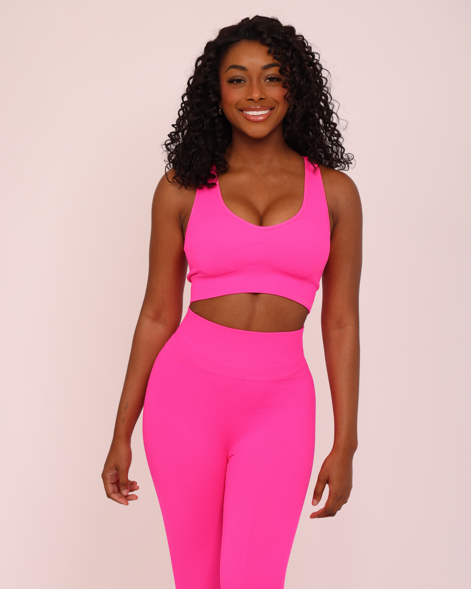 Hot Pink Bra and High-Waisted Leggings