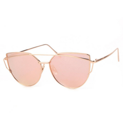 Ultra Mirrored Double Bar Sunglasses - Rose Gold